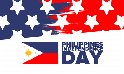 Philippines Independence Day. Celebrated annually on June 12 in Philippines. Happy national holiday of freedom. Philippines flag. South-East Asian country. Patriotic design. Vector poster