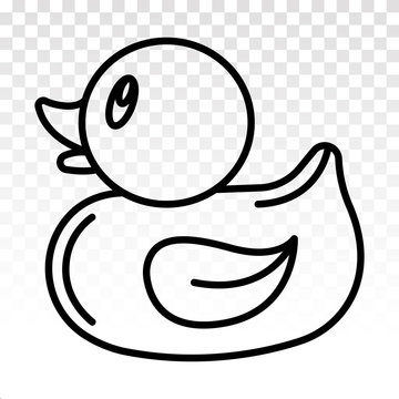 Rubber ducks or ducky bath toy line art icons for apps or websites