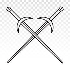 Longsword / crossed of long sword line art icon for apps or website