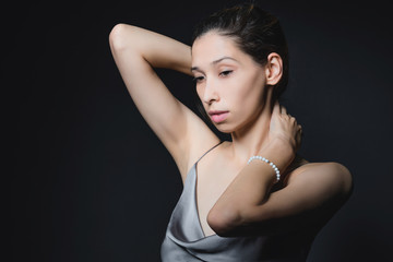 Fototapeta premium Portrait of a beautiful, sexy girl. The concept of beauty and youth