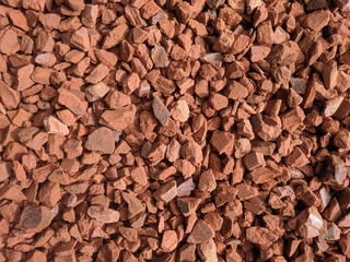 Crushed terracotta stone for decorating pots, driveways, gardens