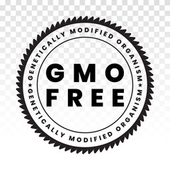 genetically modified organism (GMO ) free / non GMO food packaging sticker label flat icon.