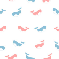 Whales seamless pattern background vector illustration.