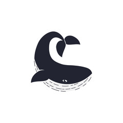 Naklejka premium Whale cute vector illustration isolated on white