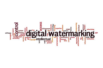 Digital watermarking word cloud concept