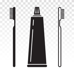 Toothbrush / tooth brush and toothpaste flat vector icon for apps or website