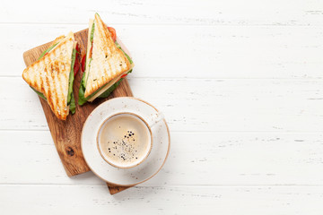 Club sandwich and coffee
