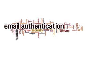 Email authentication word cloud concept