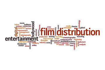 Film distribution word cloud concept