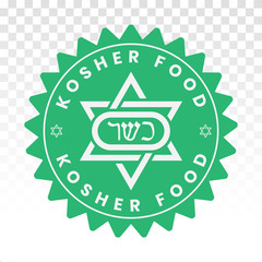 Green kosher certification foods stamp, label, sticker or flat icons for apps or websites