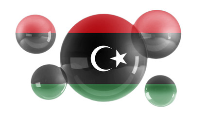 Libya flag on bubbles. 3D illustration
