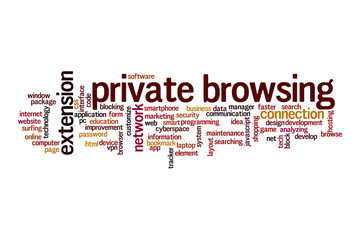 Private browsing word cloud concept