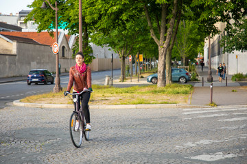 young woman riding a bike