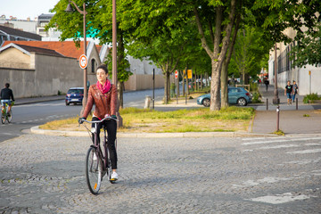young woman riding a bike
