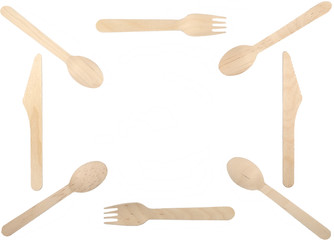 disposable bio tableware, degradable, forks, spoons, knives, free space