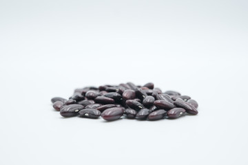Red Kidney Bean  or Phaseolus vulgaris shot on a white isolated background.