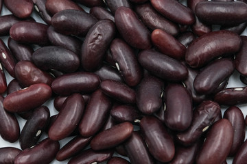 Red Kidney Bean  or Phaseolus vulgaris shot on a white isolated background.