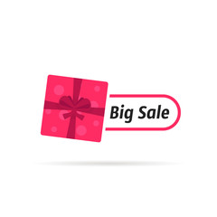 big sale icon with top view gift box