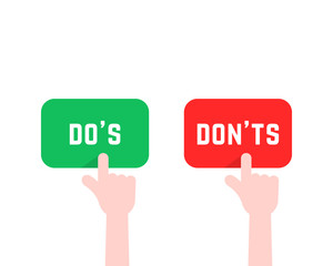 click finger like do s and don ts button