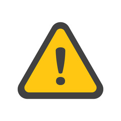 Alert icon, triangle shape with exclamation mark. Warning attention sign.