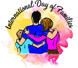 World international day of families watercolor vector designs