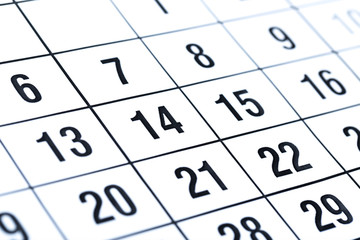 Abstract blur 2020 calendar page. month dates close up