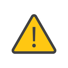 Alert icon, triangle shape with exclamation mark. Warning attention sign.