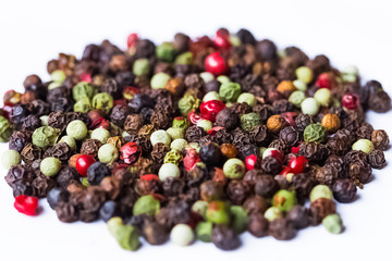 Background of different types of hot peppers .Multicolored pepper in the form of polka dots