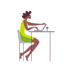 Office work and remote work at home, freelance. People working on computer. Scenes at office. Online education, training, workshops. News and communication.  Vector illustration. 