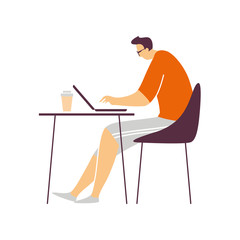Office work and remote work at home, freelance. People working on computer. Scenes at office. Online education, training, workshops. News and communication.  Vector illustration. 