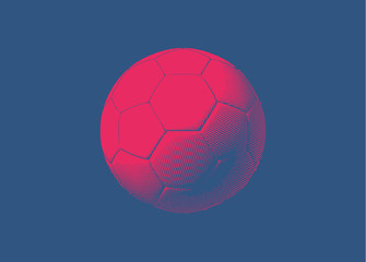 Fototapeta premium Soccer ball drawing illustration on blue BG