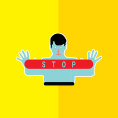 Stop coronavirus COVID19 vector flat  illustration. Stop coronavirus outbreak. Dangerous virus stop flat illustration