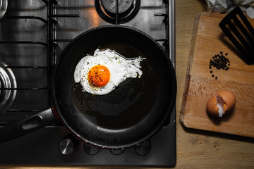 fried eggs in a pan