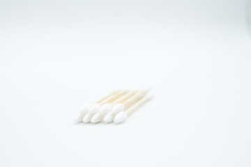 Cutton bud or cotton swab shot on a white isolated background.