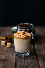 Dalgona Coffee, a trendy fluffy creamy whipped coffee