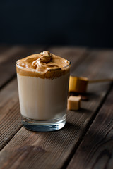 Dalgona Coffee, a trendy fluffy creamy whipped coffee