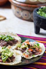 Tijuana grilled beef tacos, Mexican carne asada tacos