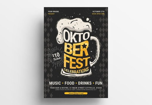 Modern Oktoberfest Flyer Layout with Frothy Beer Stein