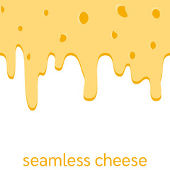 Seamless banner, frame yellow cheese swiss maasdam melting, vector background