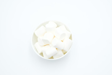 Marshmellow shot on a white isolated background.