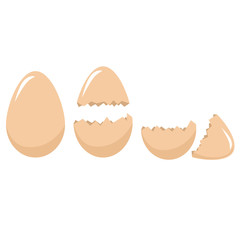 Cracked Eggshell set, different forms. Vector painting art