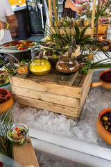 Luxury catering by the pool, food bloggers event, banquet, wedding, festive, hotel brunch buffet