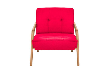 Red fabric and wood armchair modern designer