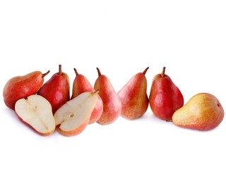 red pears fruits isolated on white background