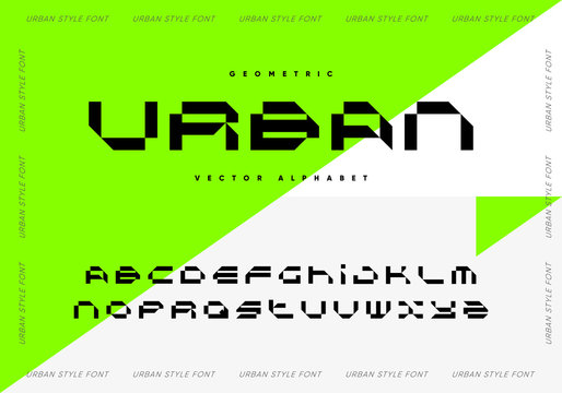 Urban futuristic font design. Geometric vector alphabet.