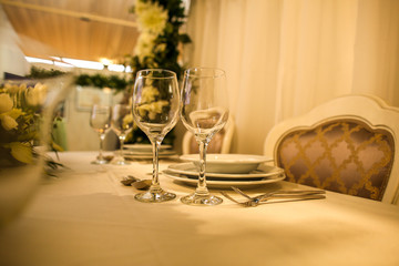 wine glasses on a table