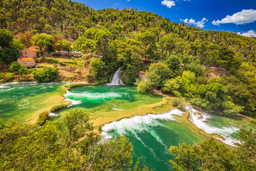 Waterfalls Skradinski Buk in The Krka National Park in Croatia, Europe.