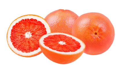 Fresh grapefruit isolated on white background  with clipping path