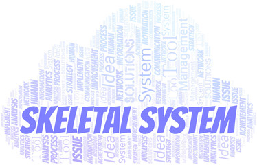 Obraz premium Skeletal System typography vector word cloud.