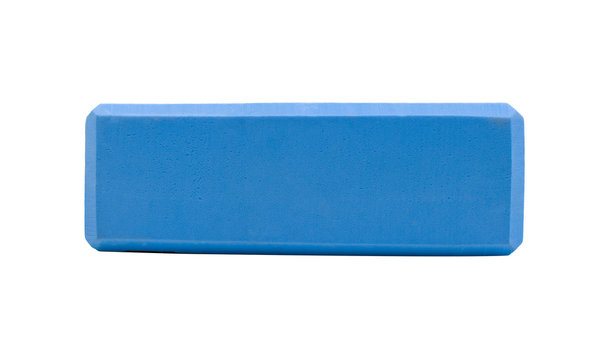 Rectangular Blue Yoga Block, Brick For Sport Isolated On A White Background.